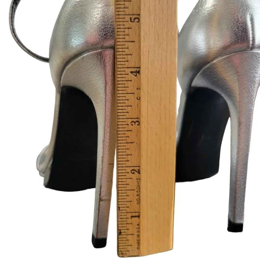 Saint Laurent Argento Silver Heels Size 36 - Picture 3 of 16